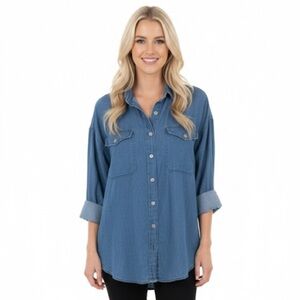 SWEET ENVY Women's Denim Button-Up Shirt size large